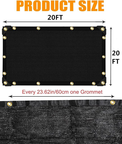 70% Black Sun Shade Cloth 20FT x 20FT, Outdoor Shade Netting with Grommets | UV Sunblock Fabric for Garden, Plants Cover, Greenhouse, Pergola, Patio, Porch & Chicken Coop,Tomatoes
