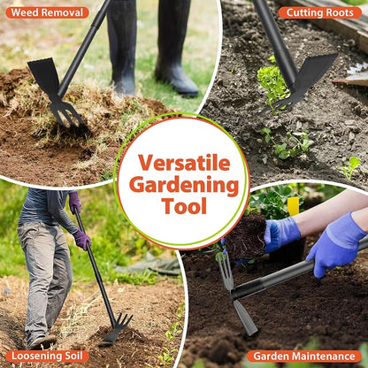 Pragmatist Weed Puller Tool with Long Handle, 2-in-1 Hand Weed Rake and Garden Hoe, 45.5" Manual Weeder Weeding Pull Tool for Lawn, Yard, Patio and Garden