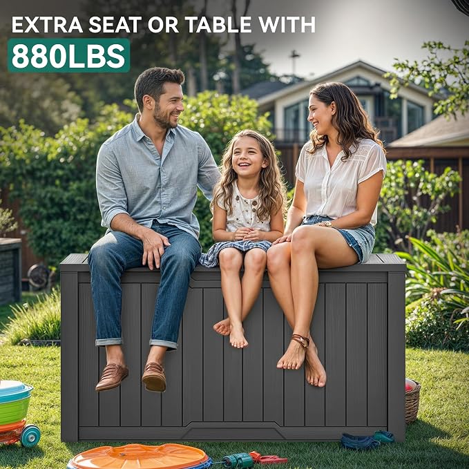 YITAHOME XXL 240 Gallon Large Outdoor Storage Deck Box for Patio Furniture | Outdoor Cushions, Garden Tools and Sports/ Pools Equipment, Weather Resistant Resin, Lockable (Dark Gray)