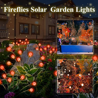 6 Pack Solar Firefly Lights Outdoor Swaying Garden Decorations 48LED Red | 2 Lighting Mode, Auto On/Off, Sway with Wind, Waterproof Solar lights Outdoor for Flower Bed Patio Pathway Courtyard Decor