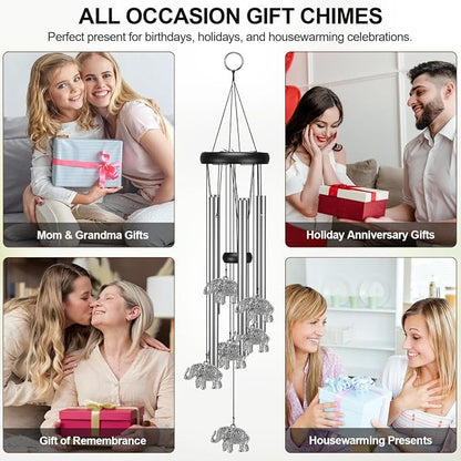 Virekm Windchimes Outdoors Clearance, Aluminum Metal Wind Chime for Outside Sympathy Hanging Wind Chimes for Patio Decoration, Garden Decor. Zen Garden Decor,Gifts for Women（Elephant）