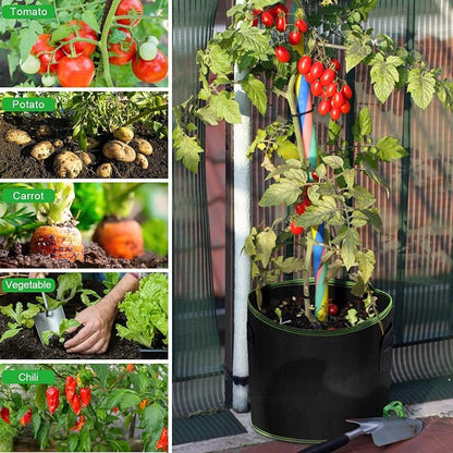 MEKOLIFE Grow Bags-15 Gallon, Garden Plant Bags with Handles, Thickened Nonwoven Fabric Aeration Planting Pots, Vegetable Gardening Fabric pots with Plant Tags & Seedling Bags(6Pack Potato Grow Bags)