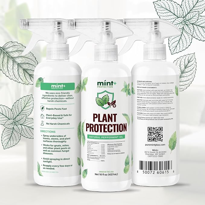 Mint+ Plant Protection Spray (16oz) | Mint-Powered Formula | Helps Protect Plants | Indoor & Outdoor Plants | Easy Spray Application | Made in USA