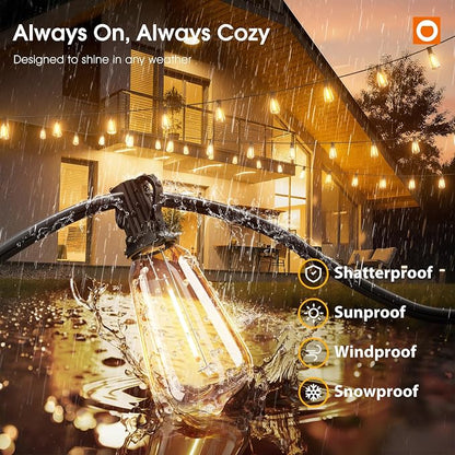 addlon 400FT(50FT*8) Outdoor String Lights for Outside Waterproof Patio Lights with Plastic ST38 LED Edison Bulbs Outdoor Lighting Extra Long for Backyard Bistro Porch Garden Pergola Party Decor