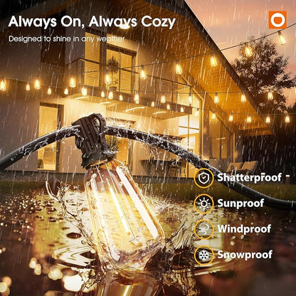addlon 200FT(50FT*4) Outdoor String Lights for Outside Waterproof Patio Lights with Plastic ST38 LED Edison Bulbs Outdoor Lighting Extra Long for Backyard Bistro Porch Garden Pergola Party Decor