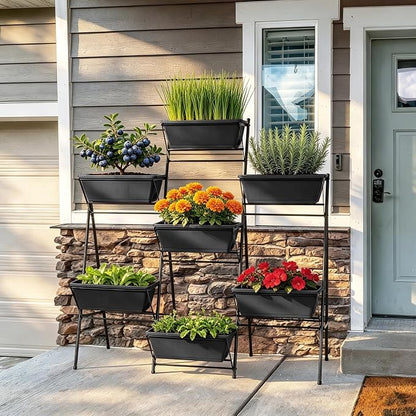 Sunexinlo Vertical Garden Planter Freestanding Raised Bed for Herbs Flowers Vegetables, Indoor Outdoor for Patio Balcony Deck