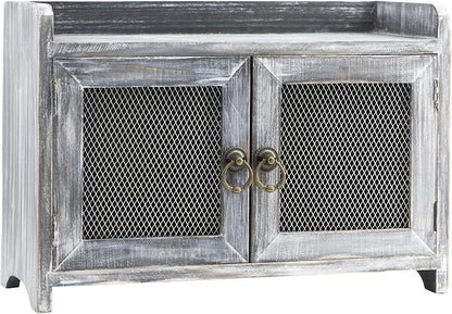 COLLECTIVE HOME - Storage Cabinet, Mini Countertop Cabinet, Wood Organizer for Kitchen Living Room Bedroom Bathroom Office with Magnetic Door, 14.5 x 6.5 x 10 (Gray)