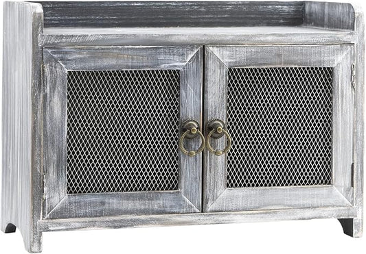 COLLECTIVE HOME - Storage Cabinet, Mini Countertop Cabinet, Wood Organizer for Kitchen Living Room Bedroom Bathroom Office with Magnetic Door, 14.5 x 6.5 x 10 (Gray)