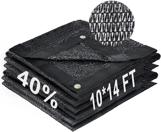LOVE STORY 10x14FT 40% Black Shade Cloth Sun Shade Net with Grommets Sunblock Net Mesh Tarp for Garden,Plants Cover,Greenhouse and Patio