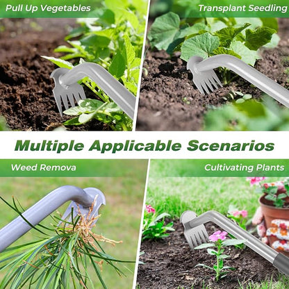 Walensee Weed Puller Tool - Durable Weeding Tool for Dandelions & Crabgrass | Manganese Steel 5-Tine Head, Ergonomic Rubber Grip, Efficient Uprooting, Ideal for Vegetable Gardens & Backyards