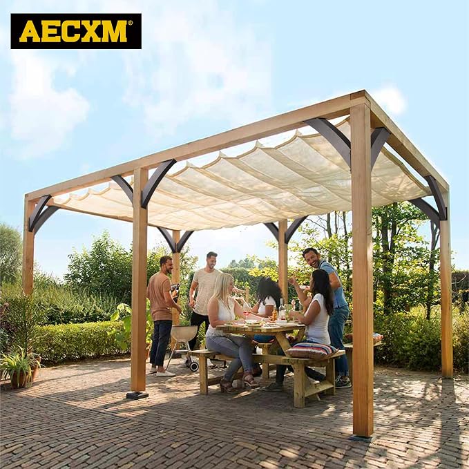 AECXM Heavy Duty 4''x4'' (Actual: 3.2''x3.2'') Arc 45° Angle Support Brackets, for gazebos, Decks, porches, Log Cabins and Other Wood Frame Degree Angle Pergola (4-Bracket)