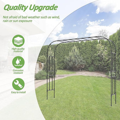 Thickened Metal Garden Arch-126(L)*94.5"(H),Garden Trellis for Climbing Plants Outdoor, Heavy Duty RustProof Iron Arbor Archway for Backyard, Patio, Lawn and Wedding Decorations(20MM Pipe)