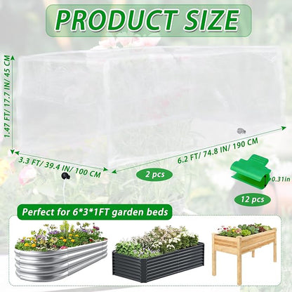 2 Pack Garden Netting for Raised Beds, 6x3 FT Mesh Plant Covers with Drawstring for Garden Protection, Raised Bed Bird Netting Pest Barrier Screen for Protecting Vegetables Fruits Flowers Crops
