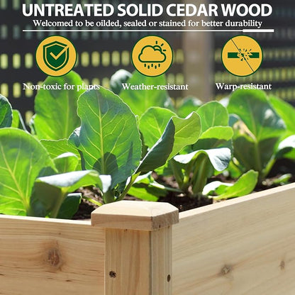 Yardenaler 72x23x30in Raised Garden Bed with Legs, 2x6FT Outdoor Elevated Wood Planted Box with Divider Panel & Drainage Hole for Vegetable Flower, Backyard and Patio, Natural