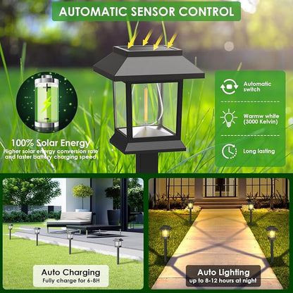 Benany Solar Outdoor Lights, 12 Pack Solar Pathway Lights Waterproof, Landscape Lighting for Path Walkway Lawn Garden Yard Outside Décor, Black