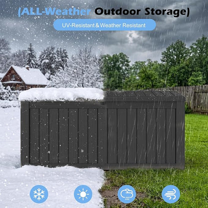 Outdoor Storage Box, 150 Gallon Resin Deck Boxes Outdoor Waterproof For Patio Furniture, Garden Tools, Pool Supplies, Lockable And UV Resistant (Striped Black)
