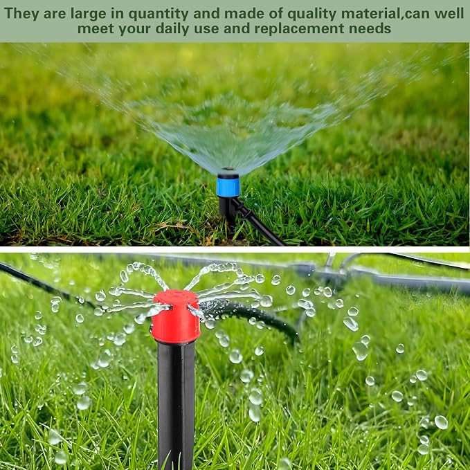 SiliFine 120 Pcs Drip Irrigation Emitters for 1/4'' Drip Irrigation Tubing 60 Irrigation Emitters Sprayer 60 Adjustable 360 Degree Water Flow Drippers for Patio Lawn Garden Watering
