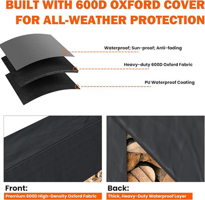 Ultrawall 4ft Heavy Duty Firewood Rack with Waterproof Cover, Freestanding Wood Log Holders for Firewood, Indoor/Outdoor Wood Storage Rack