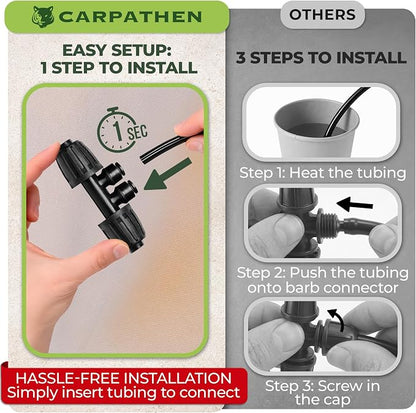 Carpathen Drip Irrigation Parts - 5PCS 1/2" to 1/4" Barbed Tee Quick Connector - Lock Reduced 4-Way T Connector - Drip Irrigation Fittings