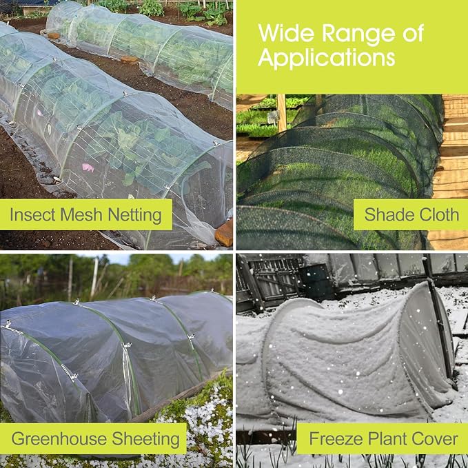 RIFNY 18 PCS Garden Hoops for Raised Beds, 8 Sets Greenhouse Hoops Kit of 8 FT Long Grow Tunnel, Rust-Free Fiberglass Garden Support Poles for Insect Mesh Netting Freeze Plant Cover (Green)