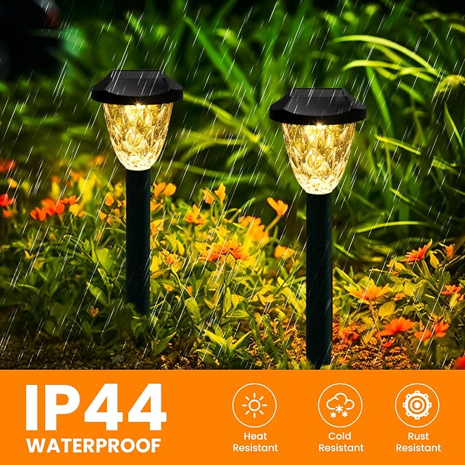 GIGALUMI 10 Pack Solar Lights Outdoor, Solar Pathway Lights with Great Pattern, Waterproof Auto On/Off Solar Powered Light for Outside Yard Garden Walkway Driveway Lawn Pathway
