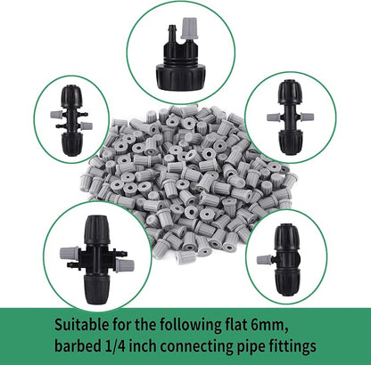 60 Pcs 1/4 Inch Barbed Connector End Caps Rubber Plugs for 1/4 Inch Irrigation Tubing System