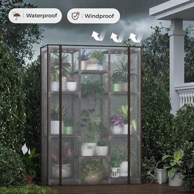 Bamworld Greenhouse for Outdoors Small Plant Green House 3-Tier Rack Stand Portable Greenhouses with Durable PE Cover for Seedling Ideal Gardening Gifts for Women Plants Lover