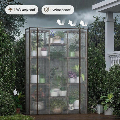 Bamworld Greenhouse for Outdoors Small Plant Green House 3-Tier Rack Stand Portable Greenhouses with Durable PE Cover for Seedling Ideal Gardening Gifts for Women Plants Lover