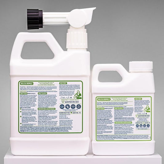 Wondercide - Flea, Tick, and Mosquito Yard Spray Refill Starter Kit - Powered by Natural Essential Oils – Insect Killer and Repellent - Lawn Treatment - 32 oz Ready to Use and 16 oz Concentrate