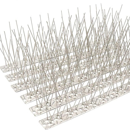 QIEGL Bird Spikes 304 Stainless Steel for Coverage 30Ft 28pcs Pigeons Bird Spike Small Birds Sparrow Metal Fence Spikes (28 Pack Uninstalled)