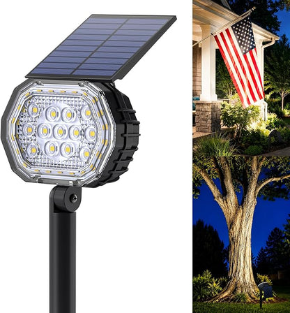 Solar Spot Lights Outdoor Waterproof IP65, 3 Modes Solar Lights Outdoor 35 LED Landscape Lighting, Spot Uplights for Flag Tree Garden Yard House Backyard, 1 Pack Neutral White(4000K)
