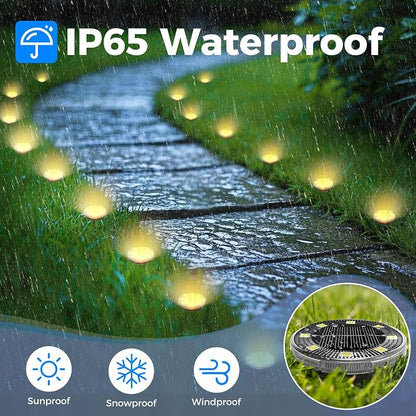 Peasur Mini Solar Ground Lights, 4 Pack Flat Solar Disc Lights Outdoor Waterproof, 2.3 Inch Small Solar Garden Lights Landscape Lighting for Outside Pathway Garden Yard Lawn Walkway,Warm White