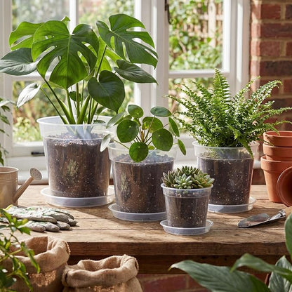 Baderke 8 Pack Clear Nursery Pot Plastic Nursery Pot Large Plant with Drainage Holes for Root Health Indoor Outdoor (Multiple Sizes)