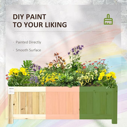 Outsunny Foldable Raised Garden Bed, Wooden Planter Box, Herb Garden Planter with Drainage Holes, for Backyard, Patio to Grow Vegetables, Herbs, and Flowers, 28'' x 12'' x 10"