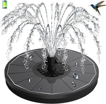 3.5W Solar Fountain with 2000mAh Battery - Work On Cloudy Days - Upgrade Glass Panel Solar Bird Bath Fountain, Hummingbird Water Feature Pump with 7 Nozzles, 4 Fixed Pipes for Garden, Pool