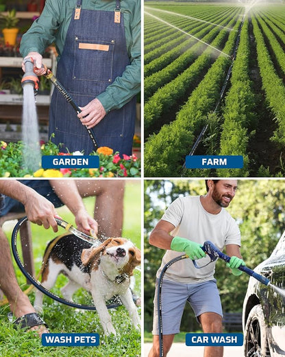 DEWENWILS 5/8" x 50FT Heavy Duty Garden Hose, 300psi Working & 1000psi Burst, Solid Brass 3/4" GHT Fittings, Hot/Cold Water, 5 Layer Construction, Rubber Water Hose for Yard, Garden, Lawn