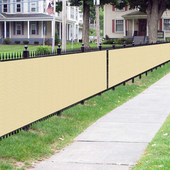 Sunnyglade 5 feet x 50 feet Privacy Screen Fence Heavy Duty Fencing Mesh Shade Net Cover for Wall Garden Yard Backyard (Sand, 5 ft X 50 ft)