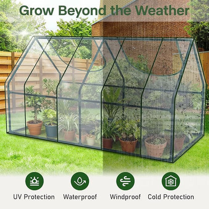 OnBrand 64.96" x 33.07" x 35.43" Portable Mini Greenhouse for Outdoors Indoors, PVC Small Green House with Dual-Sided Doors, Clear Plant Tent for Seedlings Flowers Vegetables