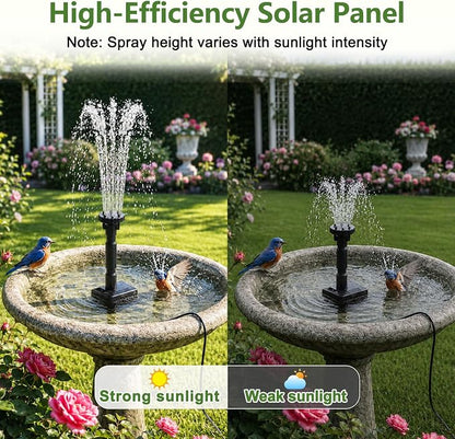 12W Solar Fountain Pump, Solar Powered Water Pump with 6 Nozzles & 3.28FT DIY Water Hose, Solar Water Fountain for Outdoor Garden Bird Bath Pond Water Feature