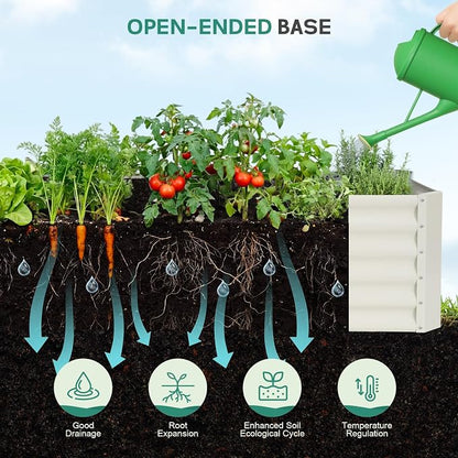 Galvanized Raised Garden Bed - 6x2x1.4ft Metal Garden Planter Box Outdoor | Steel Raised Bed Kit with Bracing Rods, Gloves for Gardening Vegetables Fruits and Flowers (White)