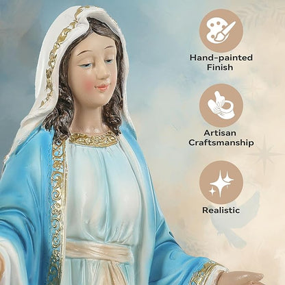 12" H Virgin Mary Staue Catholic, Blessed Mother Mary Statue, Our Lady of Grace Nativity Figurines Church Altar Home Holiday Decor, Inspiring Christmas Decor or Gift for Peace & Love
