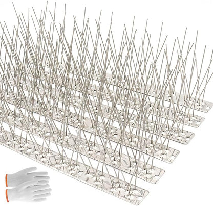QIEGL Bird Spikes 304 Stainless Steel for Coverage 40Ft Pigeons Anti Bird Spike Small Birds Sparrow 37pcs Metal Fence Spikes (37 Pack Uninstalled)