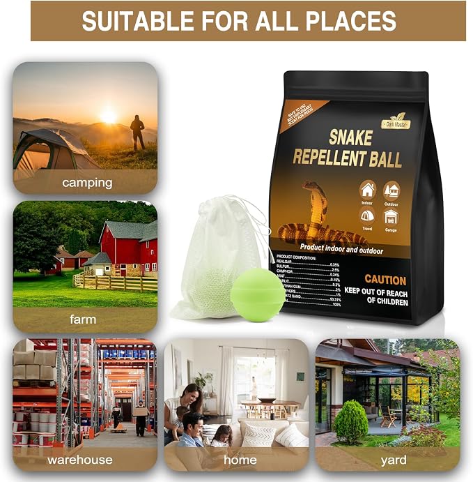 30 Pack Snake Repellent for Yard Powerful, Snake Away Repellent for Outdoors, Moth Balls for Outdoor Use