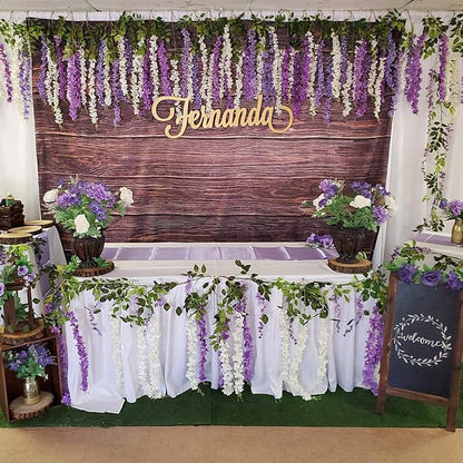 Artificial Wisteria Hanging Flowers Fake Wisteria Flower Garland Silk Vines Rattan Decor for Home Wedding Arch Wall Garden Greenery Bedroom Outdoor Office Party Decoration (36, Light Purple)