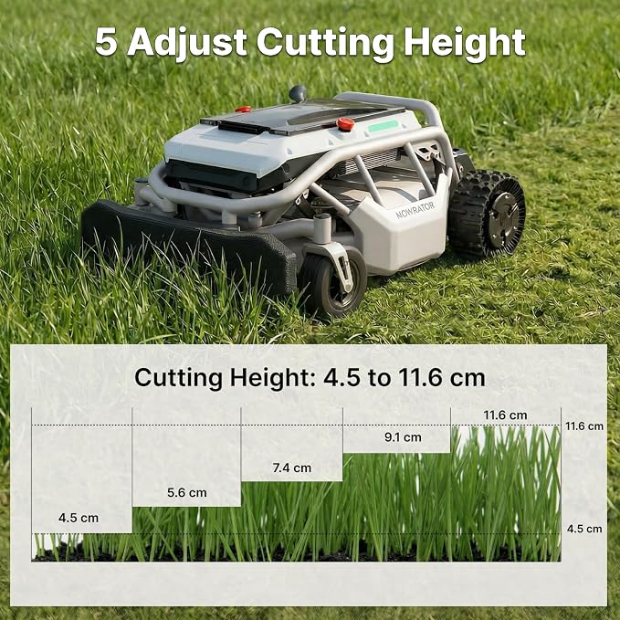Mowrator S1 2WD 56V 12Ah Remote Control Lawn Mower, 45% (24°) Slope, Upgraded with Grip Tread Tires & Metal Hubcaps, 21" Steel Blade, 1.8–4.6" Height, Covers up to 0.75 Acre, Mulching Blade Included