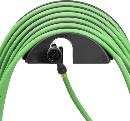 Big Looper Mounted Garden Hose Holder, Indoor/Outdoor Wall Mounted Hose Organizer with J-Hook Holds up to 75' Garden Hoses, Made in USA, Fade Resistant Black