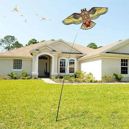 Bird Hawk Flying Kite with Pole Crop Protector Bird Scare Kites with 4m Pole - Owl Kite