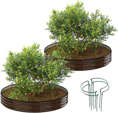 ZFHgarden Galvanized Metal Planter Round Raised Garden Bed Kit for Gardening Outdoor Grow Garden Box Raised Flower Bed Round Galvanized Planter Outdoor 2PC 3x3x1ft