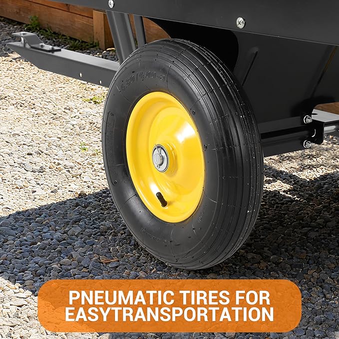Heavy Duty 500LB Capacity Steel Dump Cart Trailer for ATV, 12 Cu.Ft Utility Garden Wagon, 2 Wheels, Durable Tow-Behind for UTV, Lawn Mower, Tractor, Landscaping