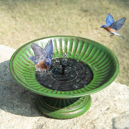 12.3" Solar Bird Bath Bowl,Cast Iron Pedestal Bird Bath with Solar Fountain | Solar Fountains for Bird Bath,Metal Bird Bath Bubbler for Garden, Patio & Yard.